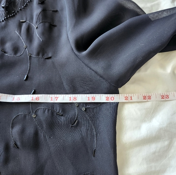 Cleo black Sheer beaded blouse, Bohemian beaded blouse, Size M - Picture 13 of 15